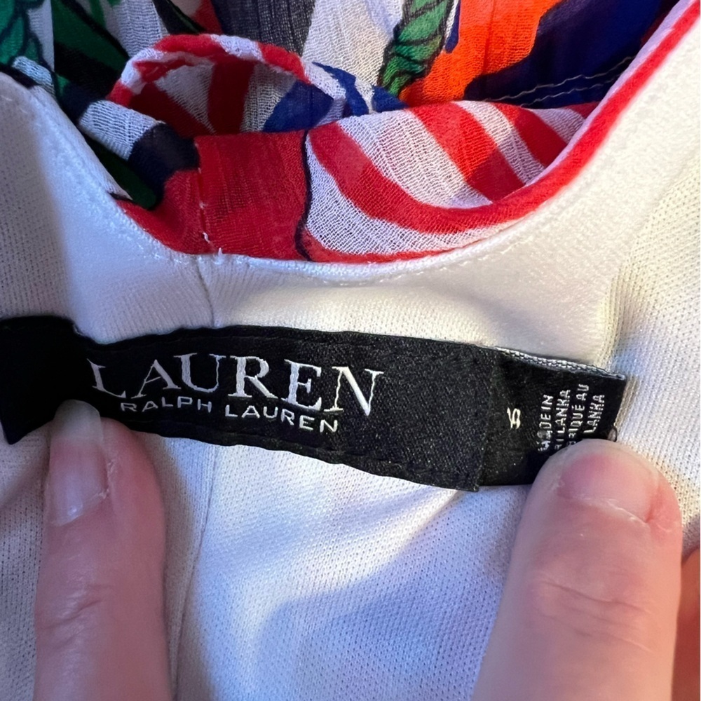 Lauren Ralph Lauren Black Label Georgette Nautical Print Midi Dress Size 14 - Picture 3 of 6